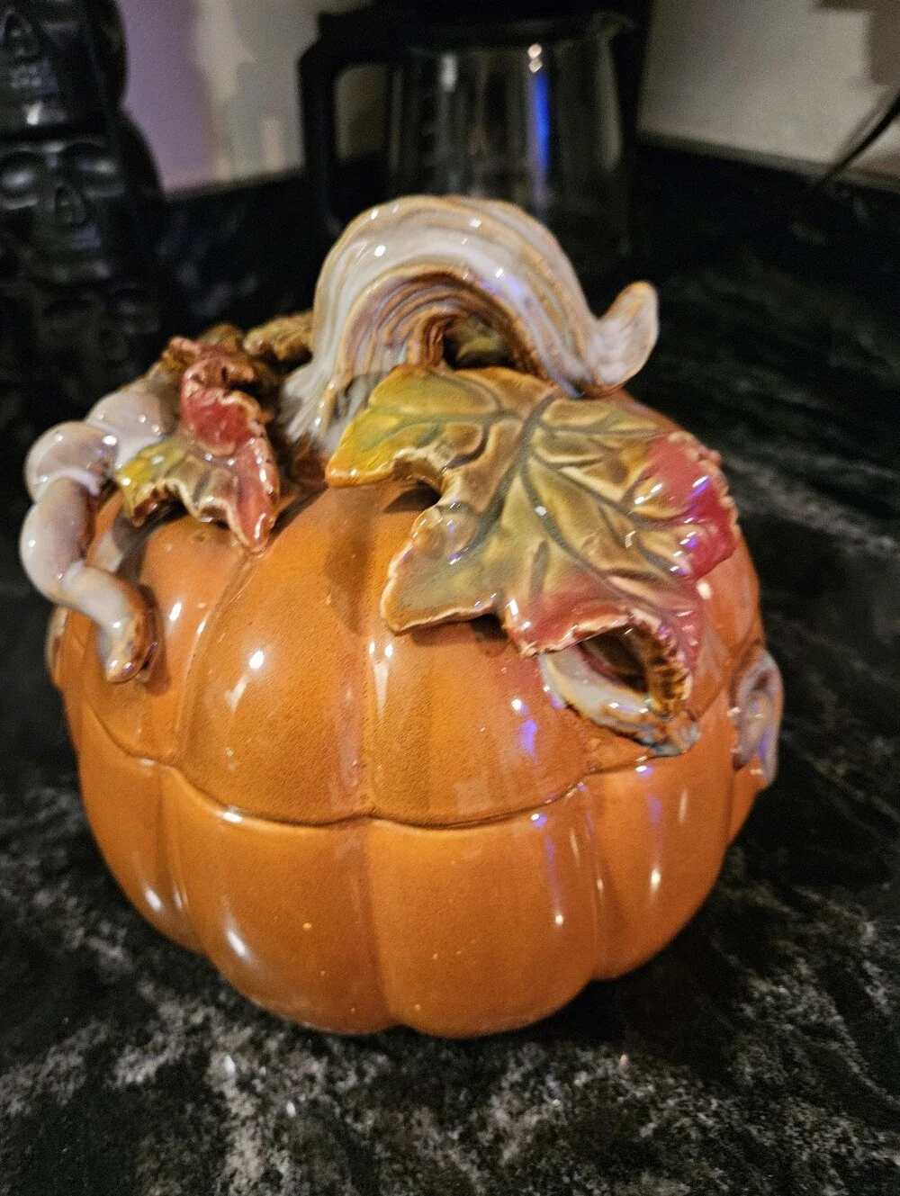 Vintage Fitz & Floyd Harvest Pumpkin Lidded Soup Bowl  Candy Dish - Autumn Decor